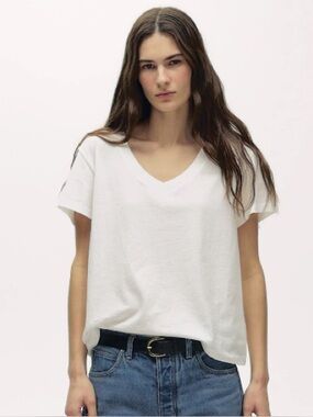 J. Crew New Vintage Jersey Relaxed V-neck T-Shirt Women’s Size Medium White NWT!